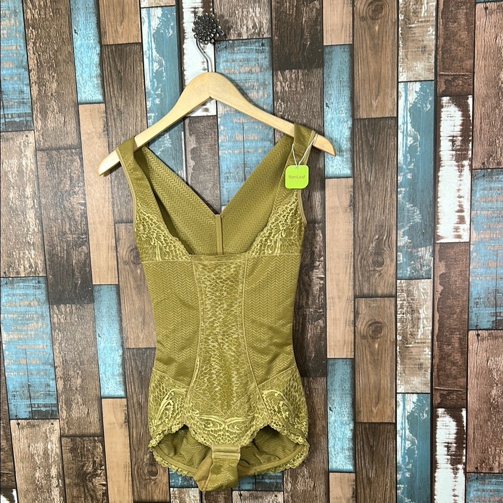 Ramleaf small Olive Green Lace Shapewear lace Bodysuit